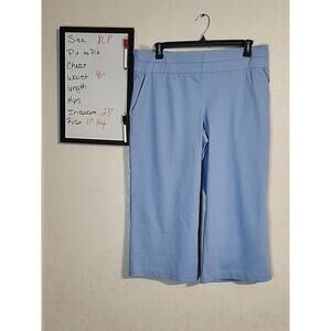 D & Co Capri Pull-On Wide Leg Stretch Elastic Waist sz XLP Baby Blue Pockets